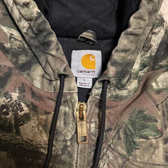 Carhartt Camo Canvas Jacket Size Large Mossy Oak Camouflage Hunting J221 314 - Picture 4 of 8